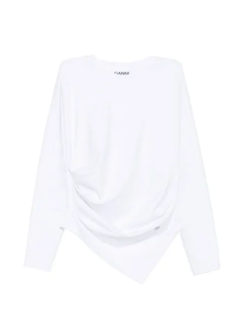 GANNI crew neck long-sleeve top White A1040543