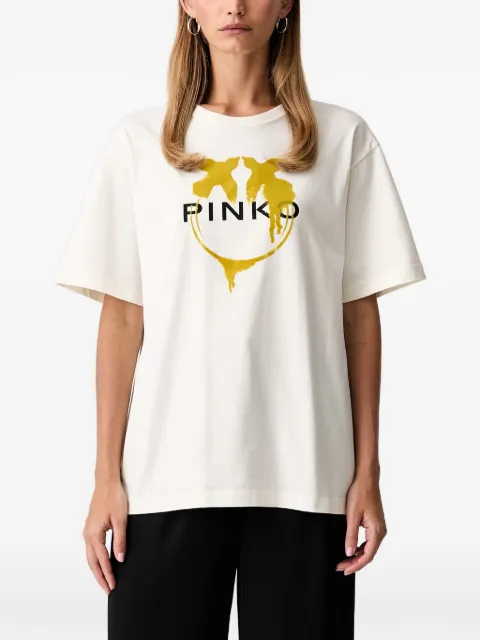 PINKO logo-print cotton T-shirt Neutrals 105526A3HQ