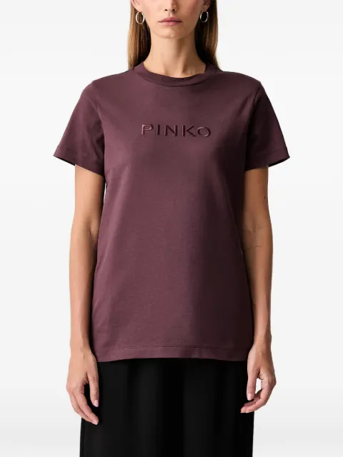 PINKO embroidered-logo cotton T-shirt Red 101752A3HN