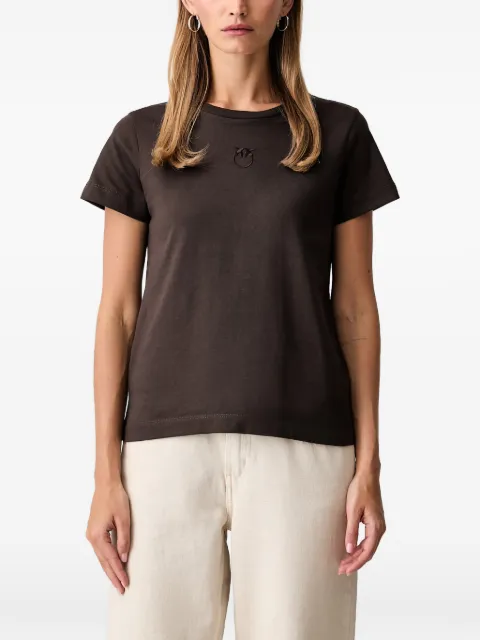 PINKO Love Birds-logo cotton T-shirt Brown 100355A3HM