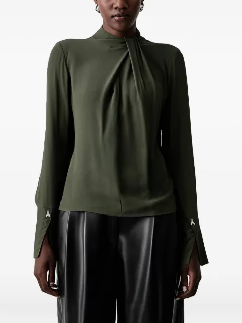 Patrizia Pepe pleated high-neck blouse Green 8C0063A8I1