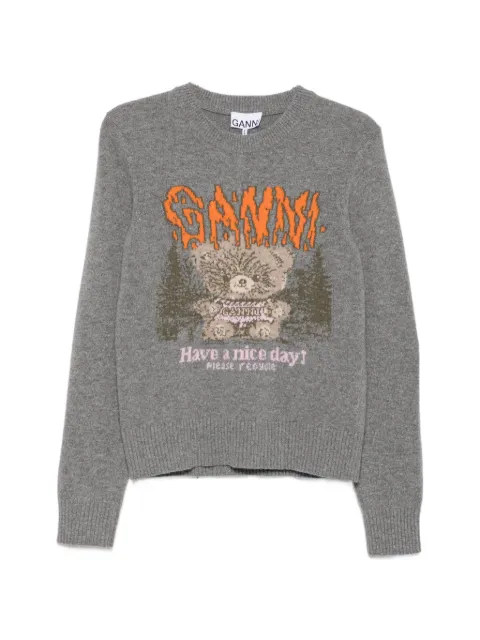 GANNI graphic-intarsia sweater Grey A1150052