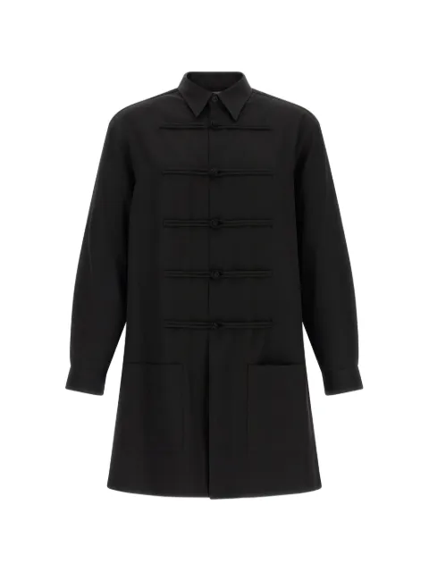 Yohji Yamamoto frog-fastening long-line shirt Black HWB251002