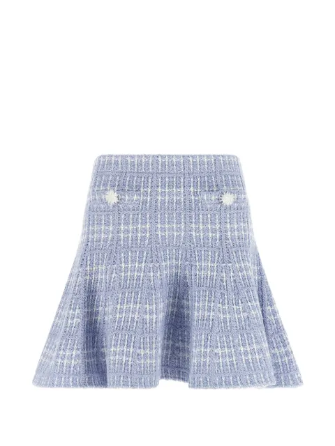 Self-Portrait blue check-knit mini skirt Blue AW26146SKBLBLUE