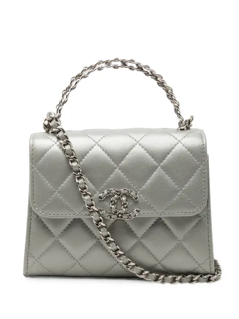 CHANEL Pre-Owned 2021-2026 Mini CC Metallic Lambskin Top Handle Clutch With Chain satchel Silver EANFXXYI35AZNH2V