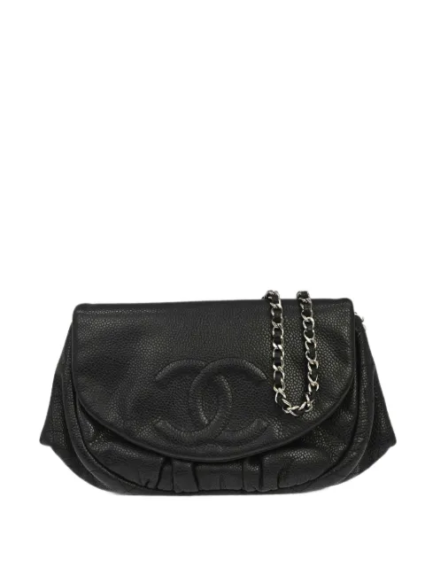 CHANEL Pre-Owned 2009-2010 Half Moon Flap Wallet on Chain crossbody bag Black 197376