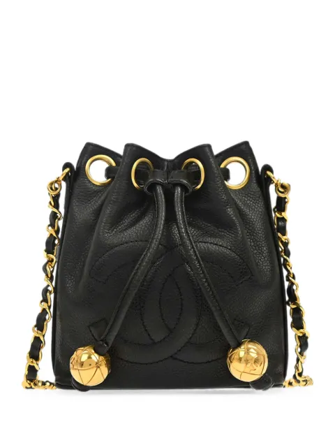 CHANEL Pre-Owned 1994-1996 CC drawstring bucket bag Black 188732