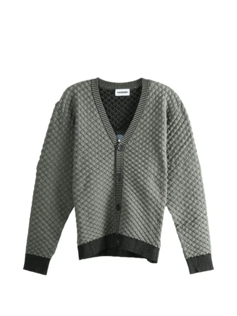 Kozaburo quilted-effect V-neck cardigan Grey 1916K206