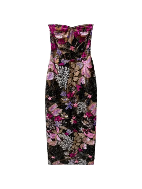 Bronx and Banco sequin-embellished floral-embroidered midi dress Purple BB20017
