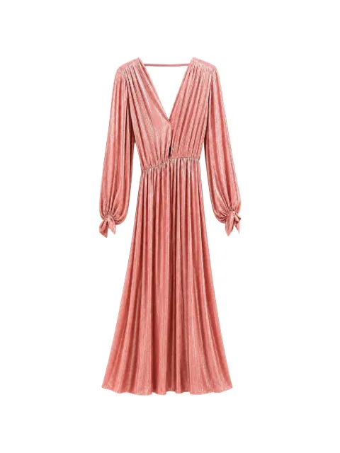 Bronx and Banco plissé-effect V-neck maxi dress Pink BB14077