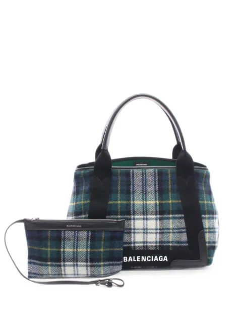 Balenciaga Pre-Owned Navy Cabas check-pattern tote bag Blue 1101204