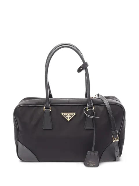 Prada Pre-Owned 2010s Re-Edition 1978 Saffiano leather trim handbag Black 1100697
