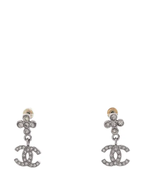 CHANEL Pre-Owned 2023 CC rhinestone drop earrings Silver 1098213B23A