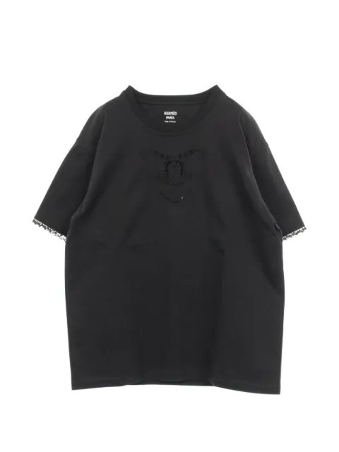 Hermès Pre-Owned 2010s Palefroi Parfroy lace-trim T-shirt Black 1097269