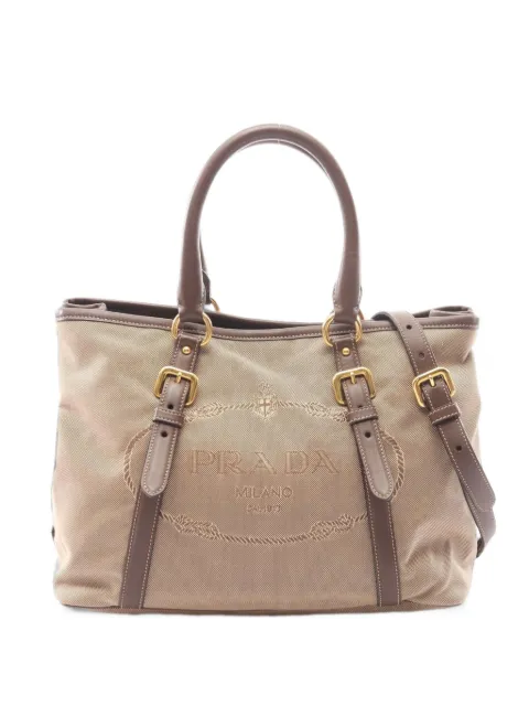 Prada Pre-Owned 2010s Logo Jacquard tote bag Neutrals 1099289