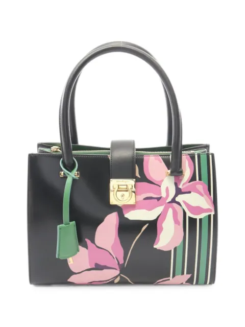 Ferragamo Pre-Owned 2010s Gancini flower handbag Black 1099628