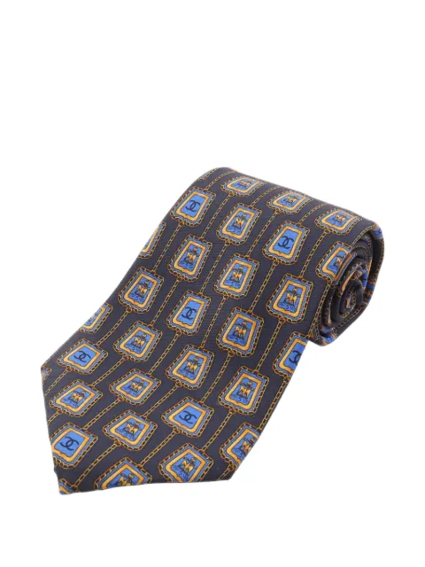 CHANEL Pre-Owned 1986-1988 Chain Pattern tie Blue 1092354