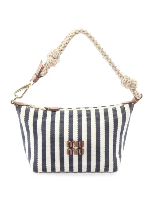 Miu Miu Pre-Owned 2010s Cannette Righe striped tote bag Blue 1096025