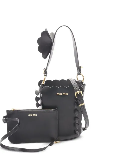 Miu Miu Pre-Owned 2010s floral-detail bucket bag Black 1101215