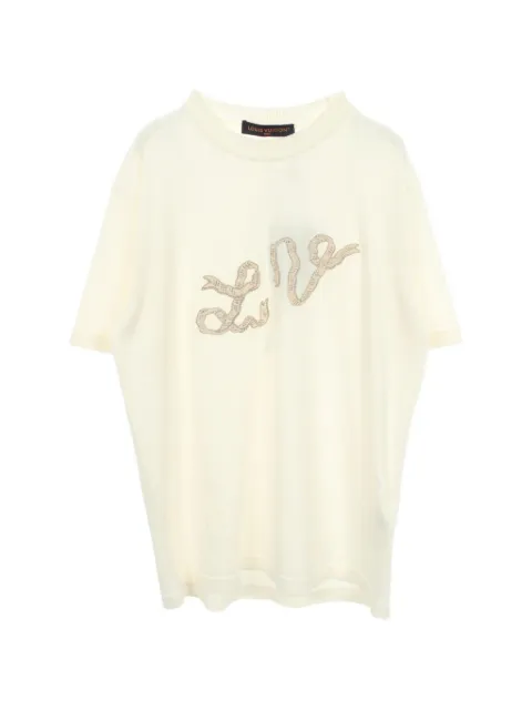 Louis Vuitton Pre-Owned 2020s LV logo embroidered T-shirt White 1097356