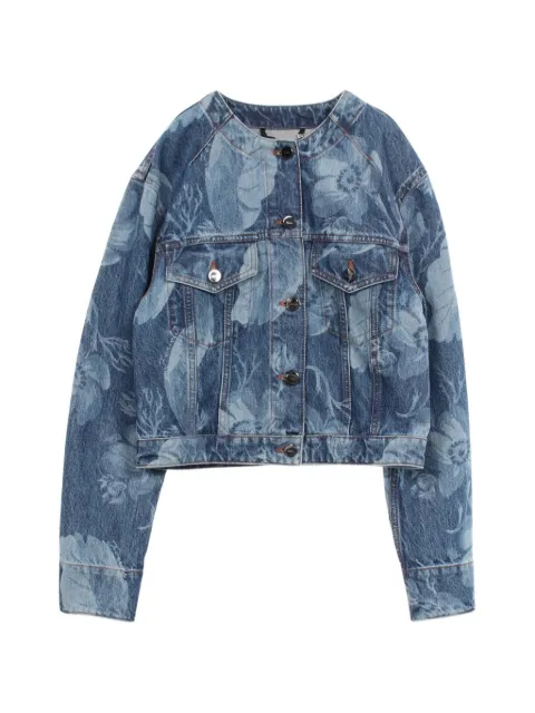 Fendi Pre-Owned 2010s floral-print collarless denim jacket Blue 1099193