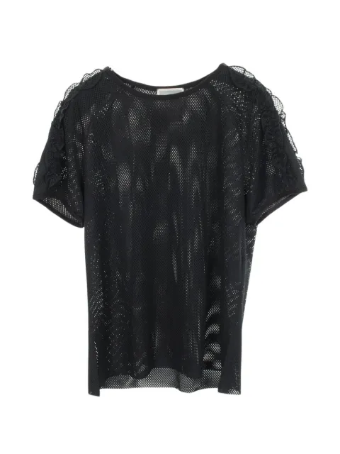 CHANEL Pre-Owned 1986-1988 frill mesh top Black 1097669