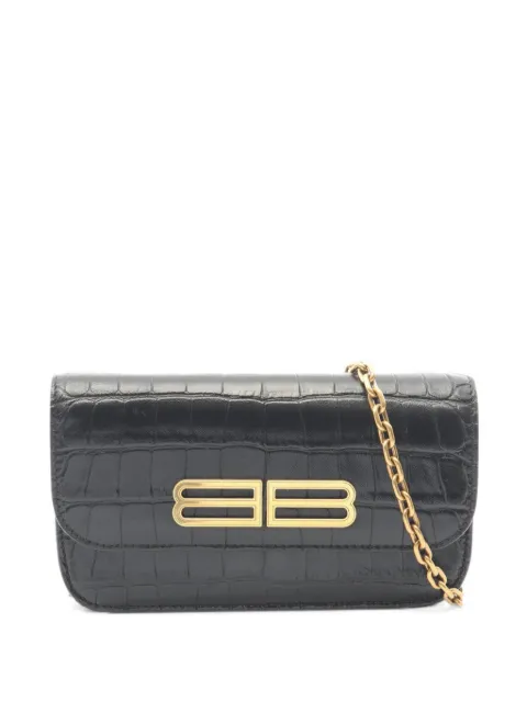 Balenciaga Pre-Owned 2010s Gossip croc-embossed chain wallet Black 1099633