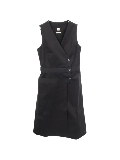 Hermès Pre-Owned 2010s Clou de Selle button wrap mini dress Black 1099199