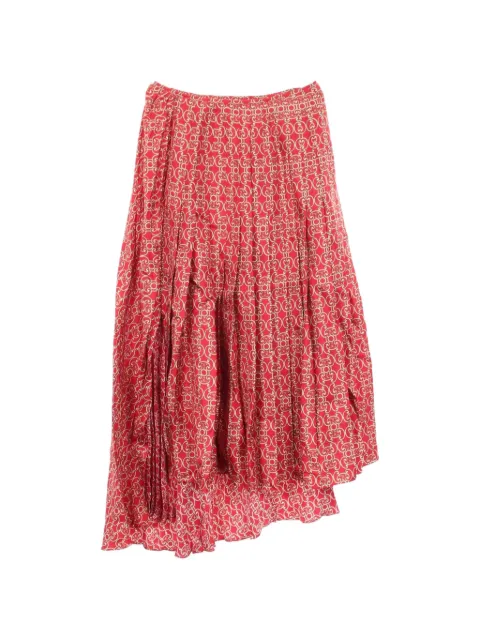 Fendi Pre-Owned 2000s asymmetric pleated midi skirt Red 1096241