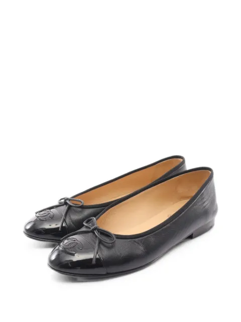 CHANEL Pre-Owned 1986-1988 Interlocking CC ballet flats Black 1097843