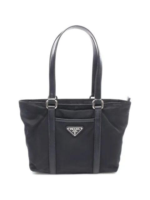 Prada Pre-Owned 2000s triangle logo tote bag Black 1100361