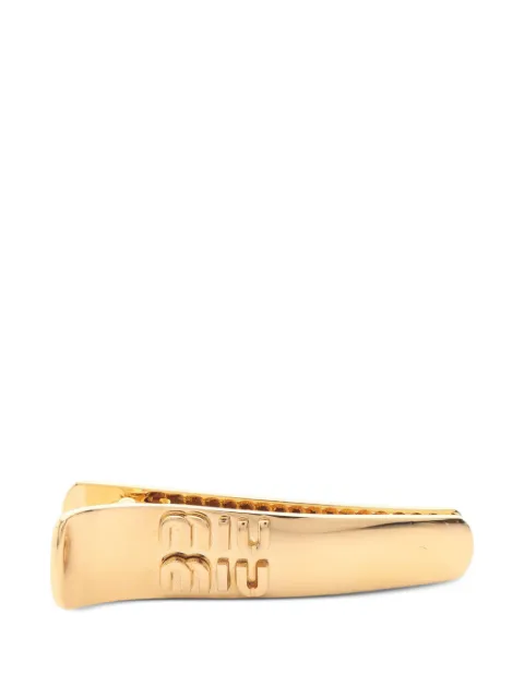 Miu Miu Pre-Owned logo-detail hair clip Gold 1098682