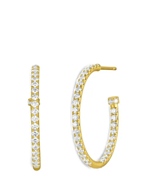Leigh Maxwell diamond pavé hoop earrings Gold LME248DIA