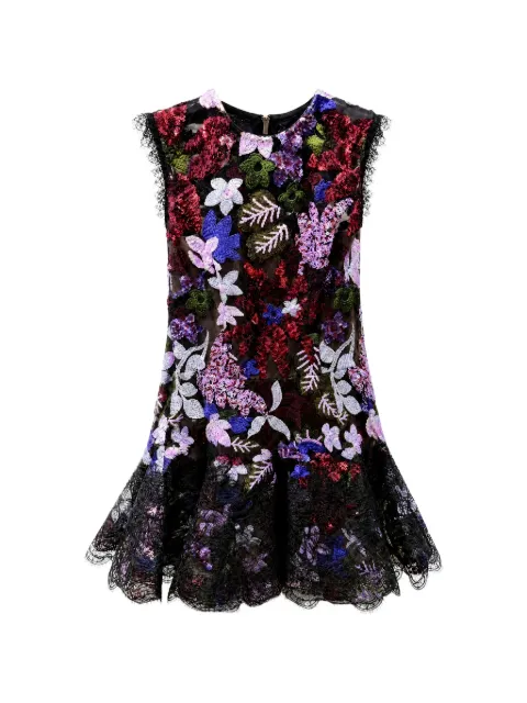 Bronx and Banco sequin-embellished floral-lace mini dress Black BB25060PM