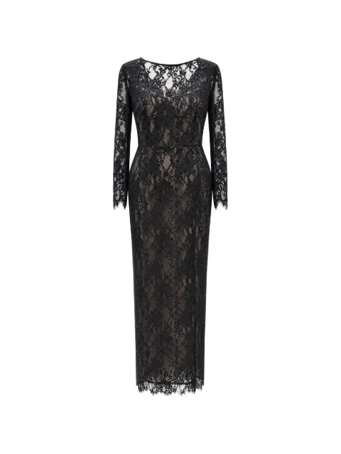 Bronx and Banco lace-overlay long-sleeve maxi dress Black BB20038
