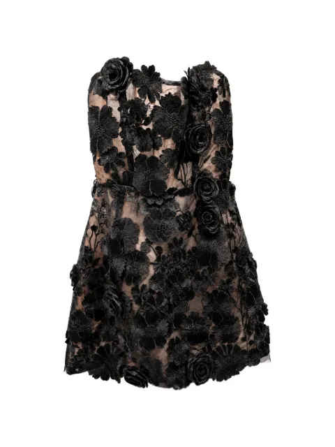 Bronx and Banco floral-appliqué strapless mini dress Black BB19185BM