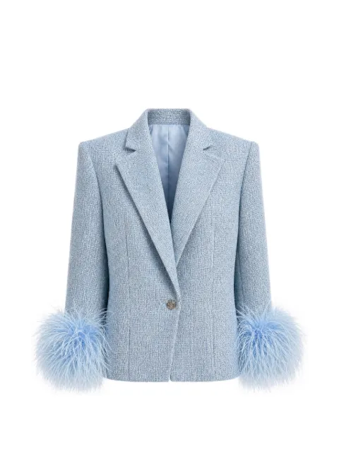 Bronx and Banco feather-trim tweed jacket Blue BB25018PB