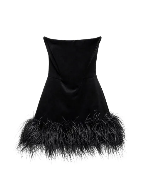 Bronx and Banco feather-trim strapless mini dress Black BB18047