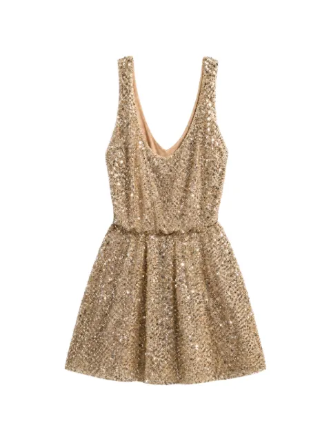 Bronx and Banco sequin-embellished V-neck mini dress Gold BB20008