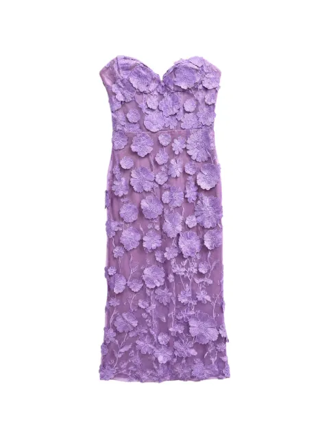 Bronx and Banco floral-appliqué strapless midi dress Purple BB20011