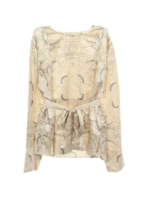 Hermès Pre-Owned 2010s Eperon d'Or belted blouse Neutrals 1097368