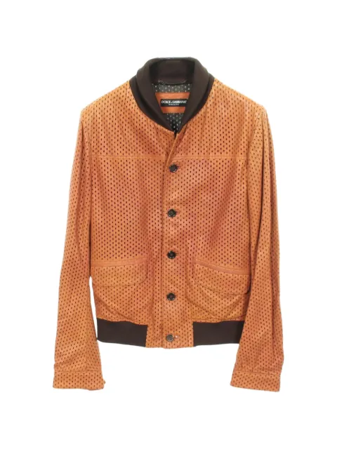 Dolce & Gabbana Pre-Owned 2010s perforated leather jacket Orange 1065630