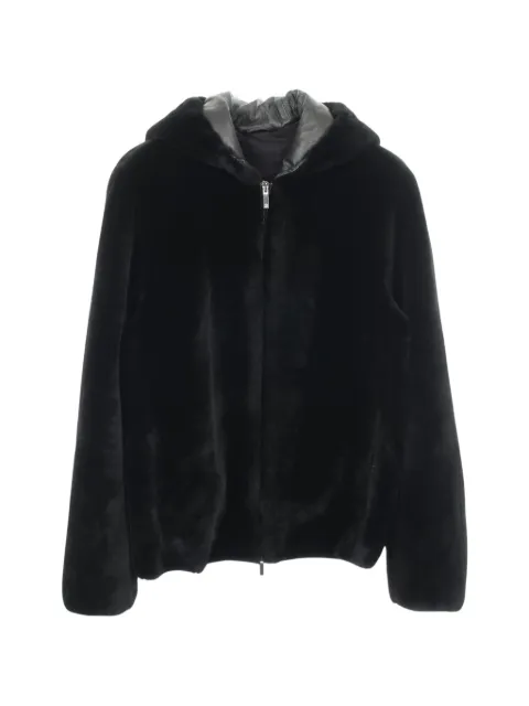 Giorgio Armani Pre-Owned 2010s hooded Mouton jacket Black 1065640