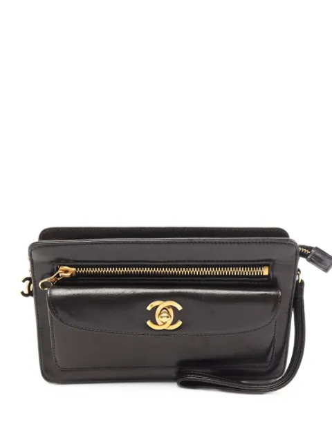 CHANEL Pre-Owned 1996-1997 CC Coco Mark turn-lock clutch bag Black 11000364422699