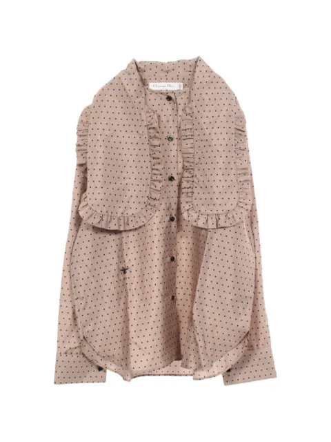 Christian Dior Pre-Owned 2010s polka-dot ruffled blouse Neutrals 1096235