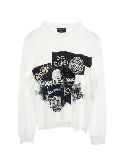 CHANEL Pre-Owned 1986-1988 Camellia long-sleeve top White 1099122