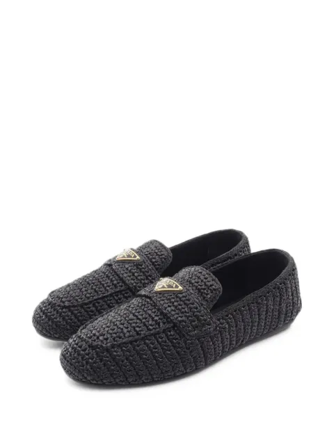 Prada Pre-Owned 2010s crochet loafers Black 1097824