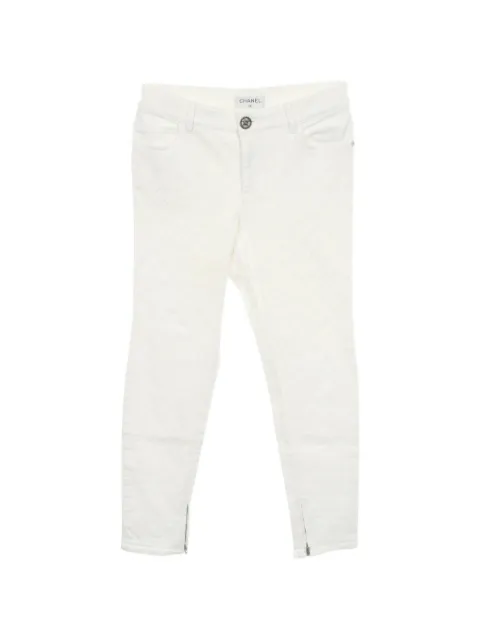 CHANEL Pre-Owned 1986-1988 Matelassé CC button jeans White 1095859