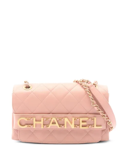 CHANEL Pre-Owned 2019 Matelassé logo shoulder bag Pink 110097329969512