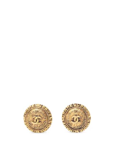 CHANEL Pre-Owned 1986-1988 CC-logo earrings Gold 1097355